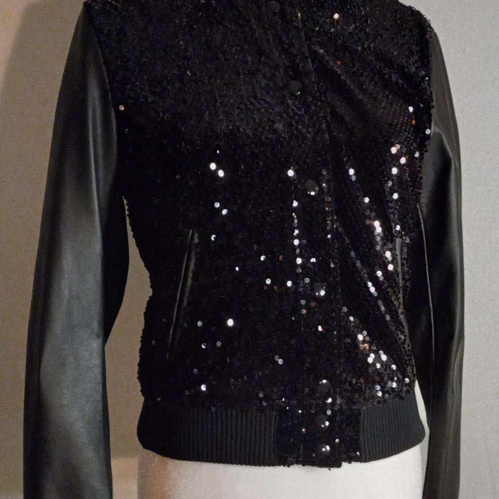 RALPH LAUREN - BLACK SEQUIN BOMBER - JACKET - BLACK - SMALL (NWT)